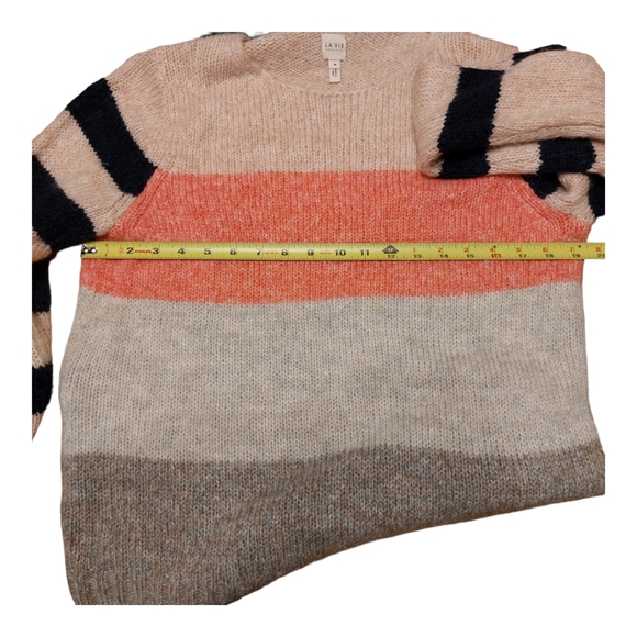 La Vie Rebecca Taylor Striped Textured Jumper Size M Colorblock modern - Picture 5 of 9